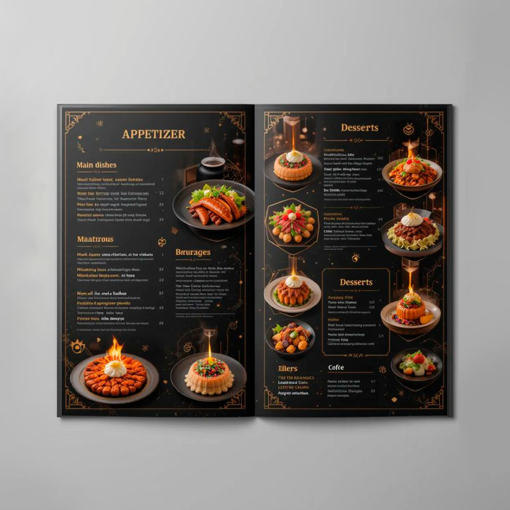 Carta menú para restaurante