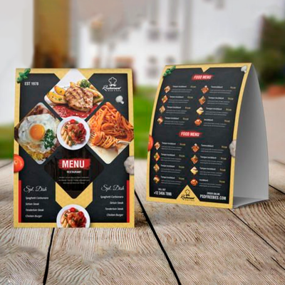 Carta menú para restaurante