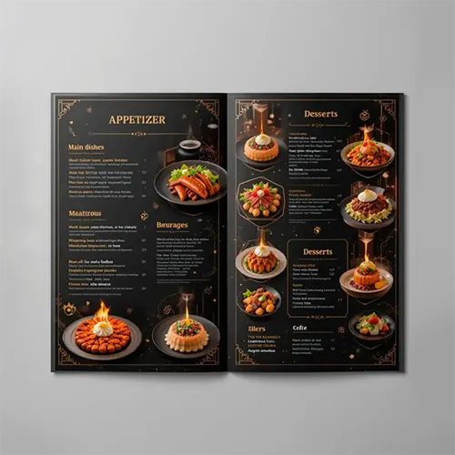 Carta menú para restaurante